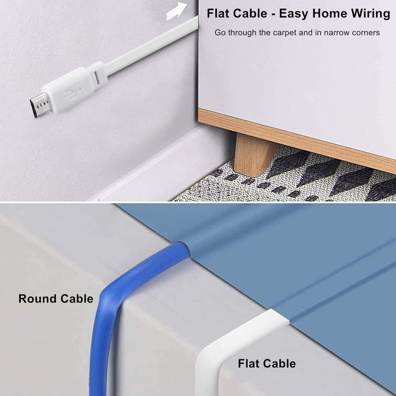 50ft Power Cable for Wyze Cam v4,Wyze Cam Pan v3,Wyze OG,Wyze Cam v3 and v3 Pro Security Cameras - 15m Long Flat Extension USB to Micro USB Charging Cord with L-Shaped Adapter, White