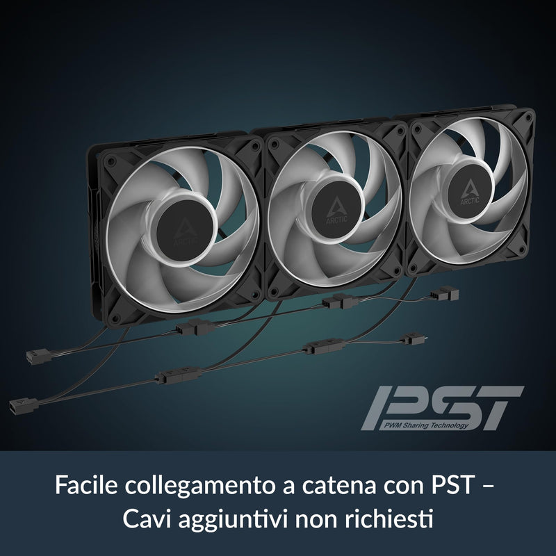 [AUSTRALIA] - ARCTIC P12 Pro A-RGB - Powerful Premium Fan, 120 mm PWM Fan with Y-Cable Splitter, 600-3000 RPM, 0 RPM <5% PWM, 5V Digital RGB, Fluid Dynamic Bearing, 4-Pin - Black 