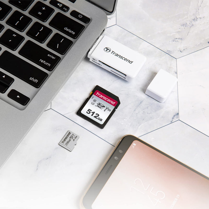 Transcend USB 3.1 Gen1 SDHC / SDXC / microSDHC / SDXC Card Reader, TS-RDF5W (White) White