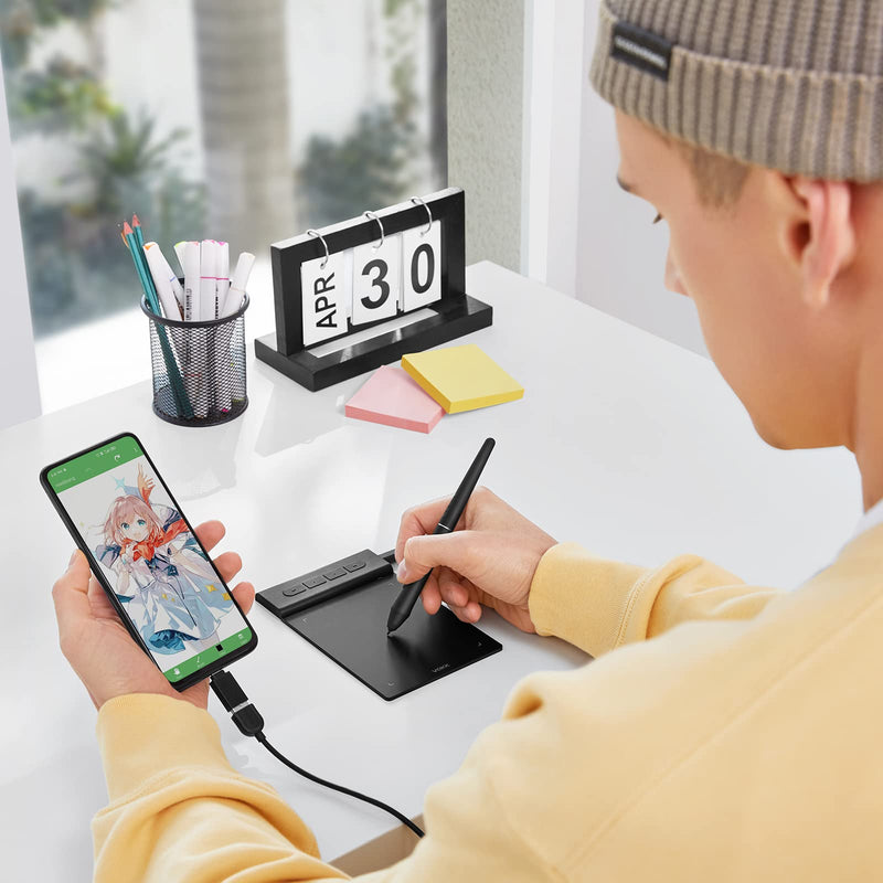 VEIKK Drawing Tablet OSU Tablet, Computer Graphics Tablets Art Tablet Portable VK430 4x3 inch, with 4 Shortcut Keys 8192 Levels Battery-Free Stylus Pen, Compatible with Mac/Window/Android Phone/Chrome