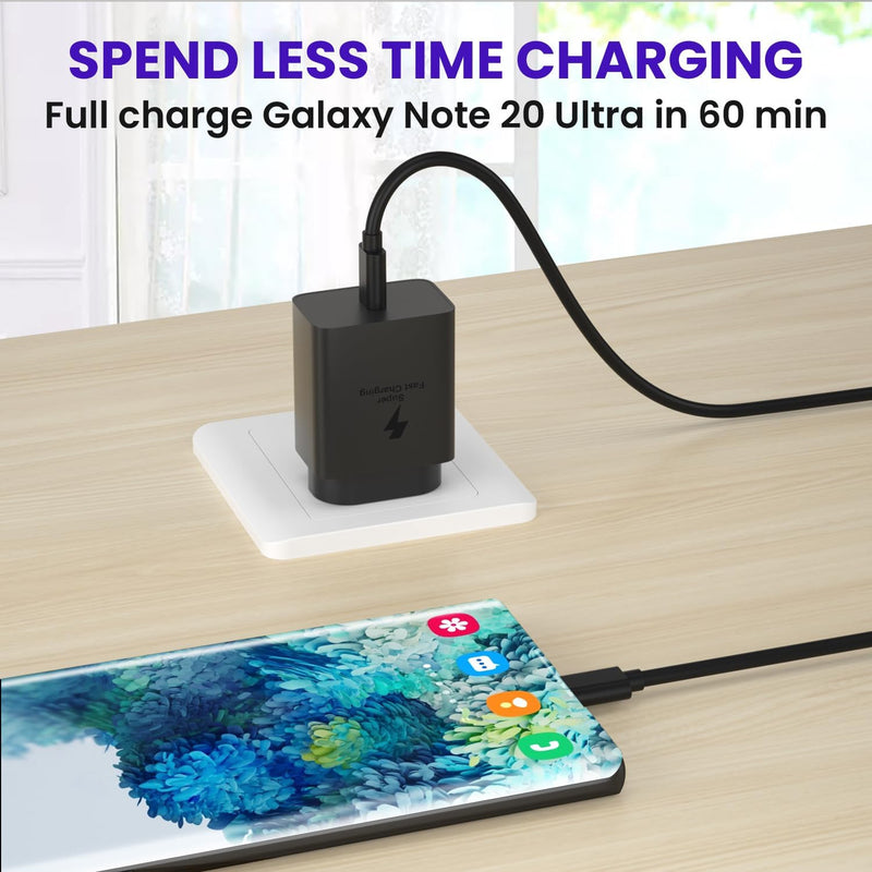 [AUSTRALIA] - Samsung Fast Charger Super Fast Wall Charging Type C Cable for Samsung Galaxy S21/S21+/S21 Ultra/S20/S20+/S20 Ultra/Note 20/Note 20 Ultra/Note 10/Note10+ 