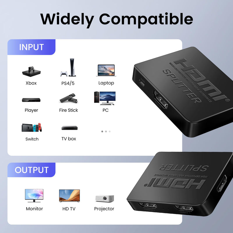 avedio links HDMI Splitter 1 in 3 Out with HDMI Cable, 4K HDMI Splitter 1X3 Duplicate/Mirror Screen, USB Power Splitter 3 Way HDMI Splitter Support 1080P@60Hz, 3D, HDR, 1 Input to 3 displays 1x3 4K@30Hz