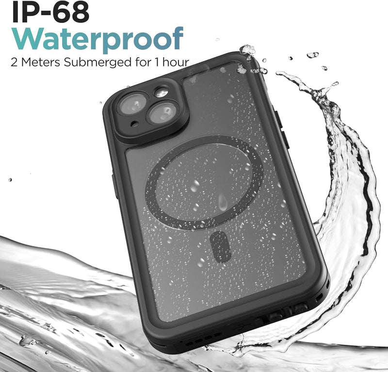 Encased Titan Designed for iPhone 15 Waterproof Case with Belt Clip (Compatible with MagSafe) Full Body Protective Phone Case with Holster (iPhone 15 Plus)