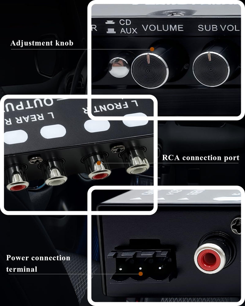 7 Band Car Audio Equalizer, 7 Bands EQ Car Amplifier Graphic Equalizer W/Front, Rear + Sub Output, CD/AUX in Select Switch，Adjustable Audio Output for Car, Boat