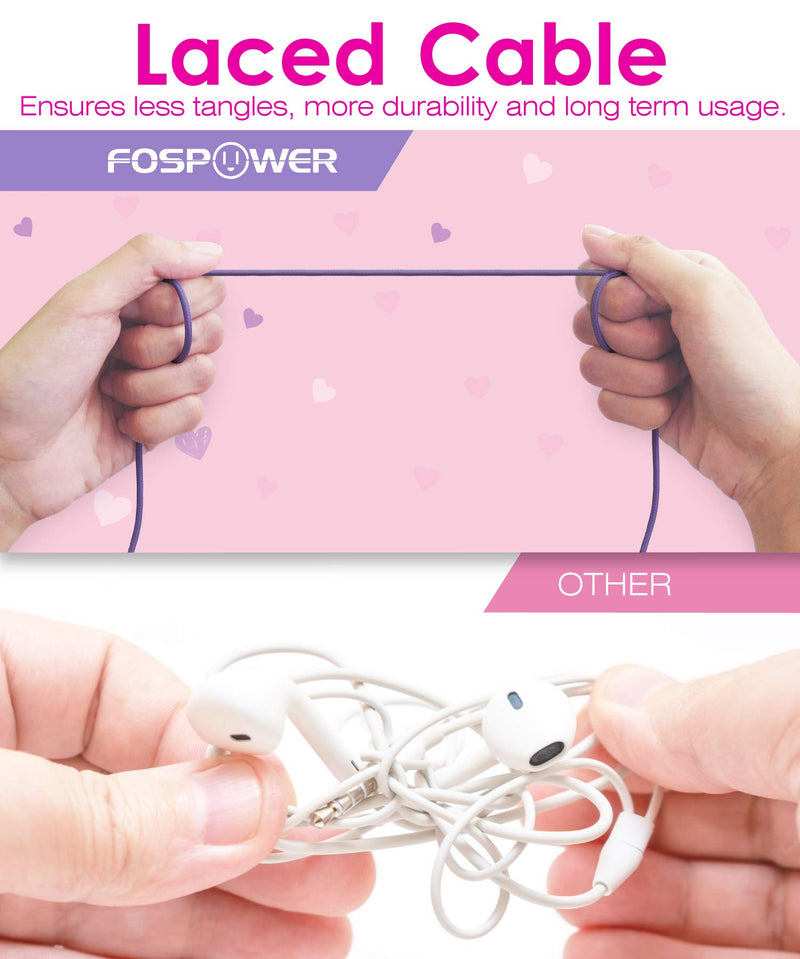 [AUSTRALIA] - FosPower Kids Headphones with LED Cat Ears (Safe Volume Limit 85 dB), 3.5mm On-Ear Wired Headphones with Laced Tangle-Free Cables for Boys/Girls/School/Travel - Hot Pink/Purple Hot Pink / Purple 