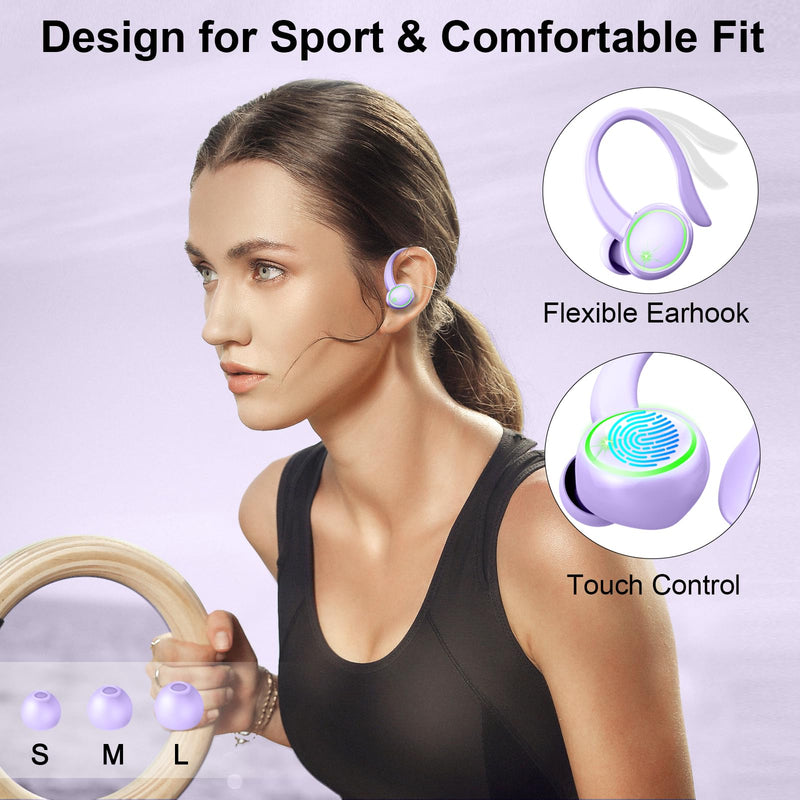 Matast Wireless Earbuds, Bluetooth 5.4 Headphones Sports, 50H Playback Over-Ear Buds with ENC Noise Cancelling Mic, Deep Bass Fitness Earphones IP7 Gym Running Workout with Earhooks