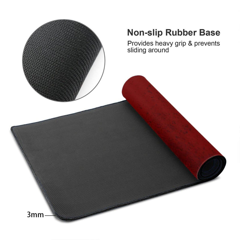 Abstract Red White XXL XL Large Gaming Mouse Pad for Desk, Non-Slip Long Extended Keyboard Pads Mousepad Rubber Table Mat 31.5 X 11.8 Inch Black8