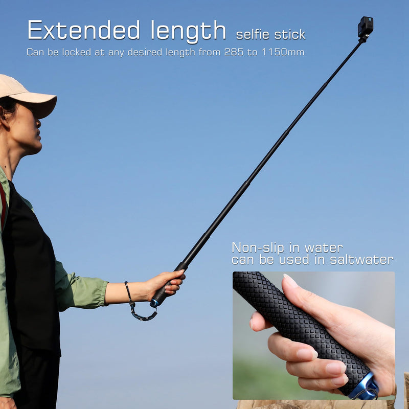 11''-45''Alumium Handheld Waterproof Selfie Stick Underwater Pole Handle Grip Monopod for Gopro Hero Session Max Insta360 AKASO DJI OSMO Digital Action Cameras 11''-45'' Stick