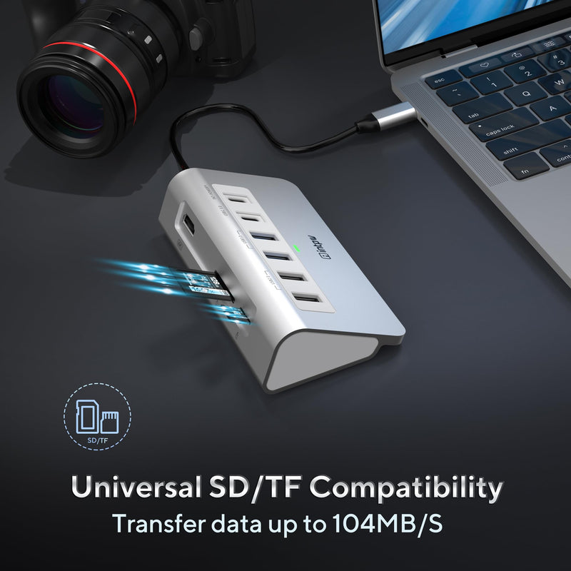 USB C Hub, INTPW 9-in-1 USB C Hub Multiport Adapter with 4K HDMI, PD 100W, USB-C and 2 USB A 3.0 5Gbps, 2 USB A 2.0, SD/TF Card Reader, Aluminum USB C to USB Hub for MacBook Air/Pro iPad Laptop 1.64ft