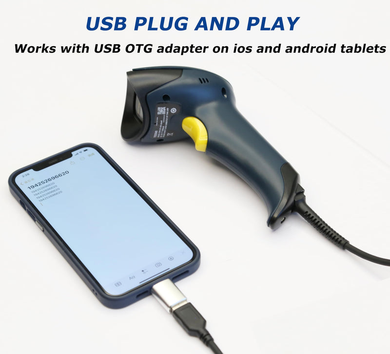 [AUSTRALIA] - TEEMI QR Barcode Scanner with Handsfree AutoSensing Stand Handheld Automatic USB Wired 1D 2D Bar Codes Reader Global Shutter Scan Rectangle Datamatrix OCR IMB Driver's License Codes Scanner + Stand 