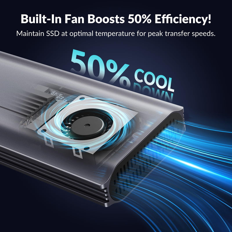 PHIXERO 40Gbps M.2 NVMe SSD Enclosure, PhiBox Pro External NVMe Enclosure with Fan, Tool-Free, Compatible with Thunderbolt 4/3 USB4