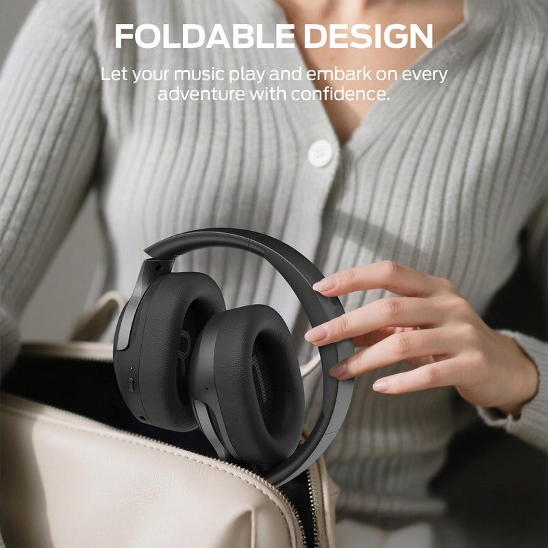 Oraolo Hybrid Active Noise Cancelling Headphones, Wireless Over-Ear Headphones with Deep Bass Sound, Bluetooth 6.0, 70H Playtime, Foldable Comfort Headphone for Travel/Work/Home