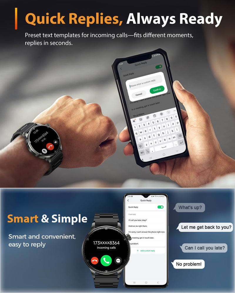 Smart Watches for Men Women with GPS (Answer/Make Calls), 1.52" AMOLED Smartwatch, 170+ Sport Modes Step Counter Fitness Activity Tracker with Sleep Stress Monitor, for Android iPhones Black