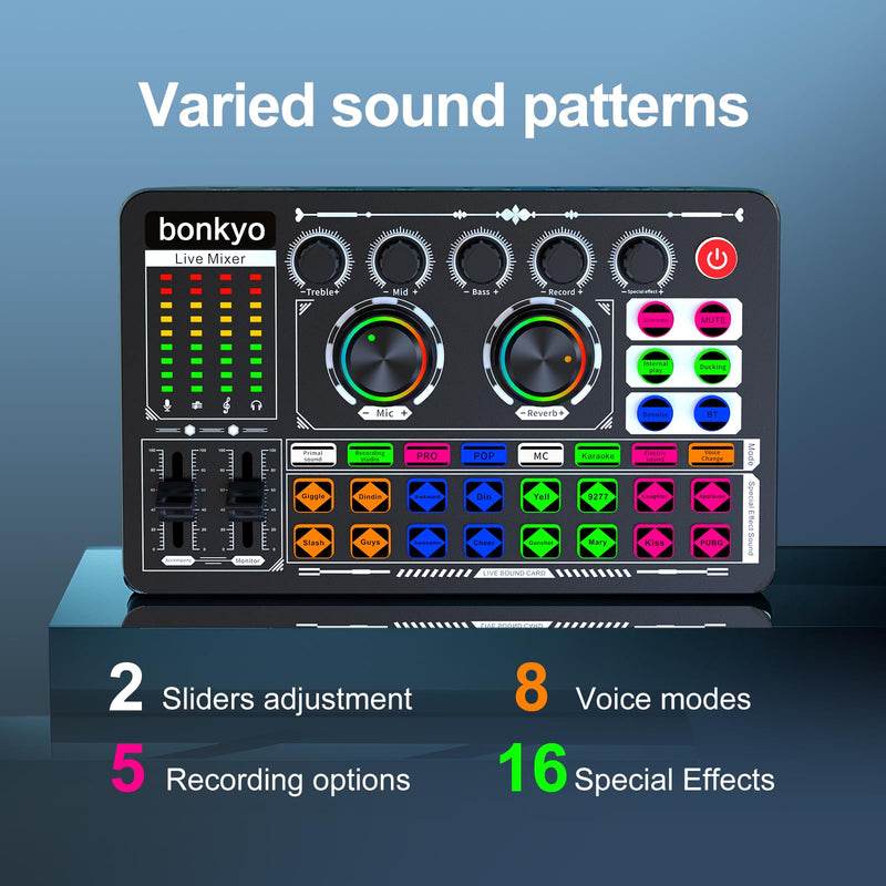 Professional Audio Mixer, F999 Live Sound Card With Dj Mixer For Streaming/Podcasting/Gaming, Professional Studio Equipment