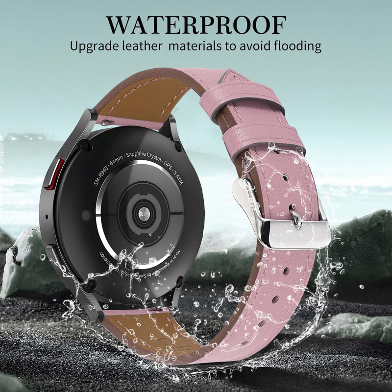 2 Pack Leather Watch Bands(Deeppink and Pink) Compatible with Samsung Watch 3 45mm, Galaxy 46mm, Gear S3 Frontier, Quick Release Wear-resistant Leather Watch Straps Replacement Band for Women Men