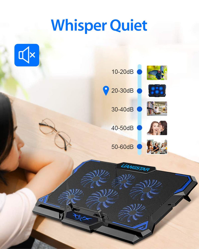 Laptop Cooling Pad with 6 Quiet Led Fans for Gaming Working with Phone Holder