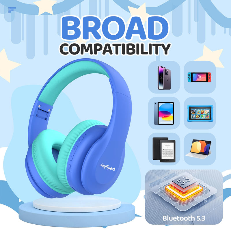 [AUSTRALIA] - Kids Bluetooth Headphones, Lightweight Kids Wireless Headphones for Kids, 85/94dB Volume Limited, 60 Hours Playtime, Bluetooth 5.3, Over-Ear Toddler Headphones with Built-in Mic-Blue Blue 