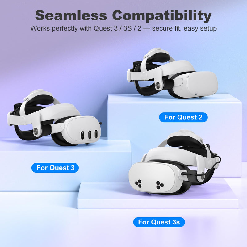Kawaye Head Strap for Meta Quest 3S/3/2, 6700mAh Hot-Swap Batteries for Oculus Head Strap Extend 2-3Hrs,Dual Dial Adjustable VR Headset Strap for Weight Balance, Reduce Facial Stress-MQ4000 1 Battery|6700mAh