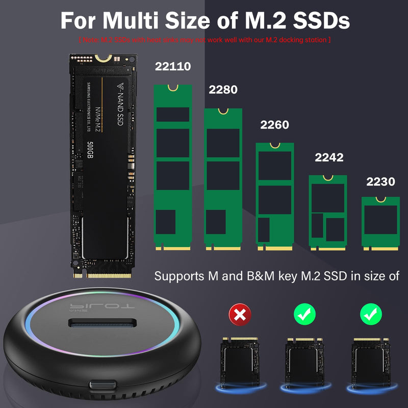M.2 Reader Round Dock + M.2 Enclosure NVMe SATA - SD03C + C36