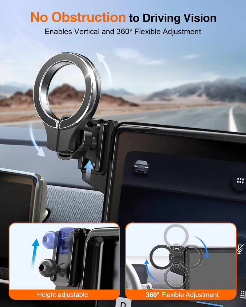 pop-tech Magnetic Car Mount Compatible with 2021-2026 Ford Mustang Mach-E, Strong Magnets Cell Phone Holder for MagSafe, Auto Accessories Touch Screen Mobile Stand Fits for All Phones
