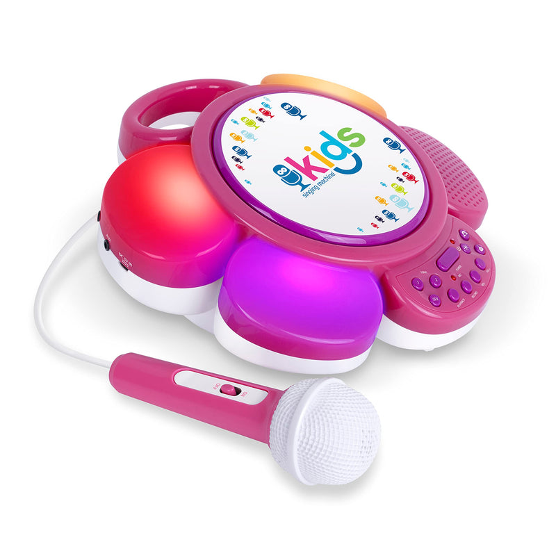 Singing Machine SMK963PP Kids Portable Sing Along Speaker with Pre-Recorded Songs and LED Lights, Pink/Purple