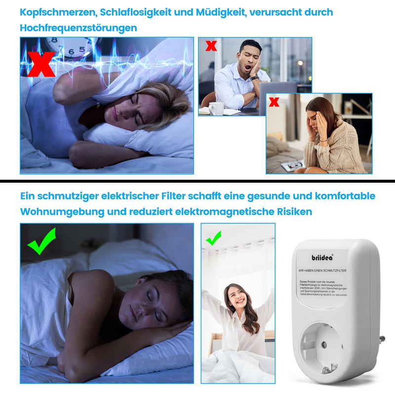 [AUSTRALIA] - briidea Mains Filter Adapter Plug, Universal Broadband Mains Filter, Healthy Environment & Longer Device Life through High Frequency Noise Filtration 