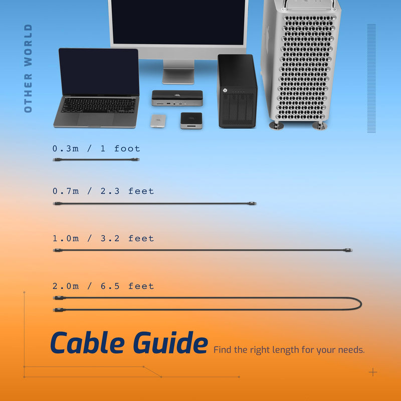 OWC Thunderbolt 4 Active USB-C Cable 40Gb/s 100W 2.0M (78in) | Active cable full 40Gb/s over longer runs - 100W charging - 8K display support - Compatible with Thunderbolt 4/3, USB4, USB-C 78.74 Inches