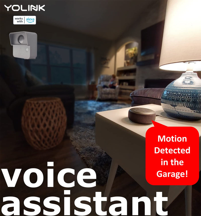 YoLink LoRa Smart Outdoor Motion Sensor, Driveway Alert, Property Invasion/Tresspassing Detector, 1/4 Mile Open Air Range, Email/SMS/Push Alerts, Alexa, IFTTT, Home Assistant (Hub Included!) Outdoor with Hub