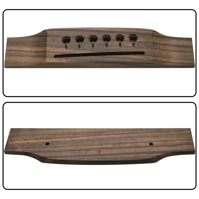 6 String Rosewood Acoustic Guitar Bridge Saddle Nut Pins Set with Six Pin Kit and Rosewood Bridge Replacement Parts, Black