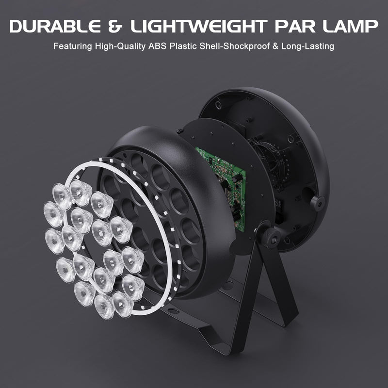 Stage Lights RGBW LED Par Lights with Halo, Mini Uplights with Jump Strobe Fade Chase Pulse Stage Effects, Sound Activated Uplighting Indoor for Events Party Wedding Church Christmas 1 Pack