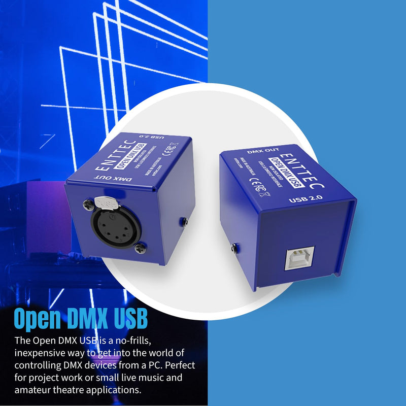 Enttec Open 70303 DMX USB Lighting Interface & SIRS-E 70029 5P Male to 3P Female Adapter (Bundle) - No Software Included - Open Source/Hardware Only/Entry Level Model for Beginners DMX Interface & Adapter Bundle