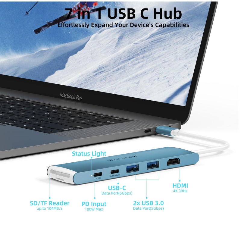 WALNEW 7-in-1 USB C Hub& USB 3.0 Ethernet Adapter Bundle