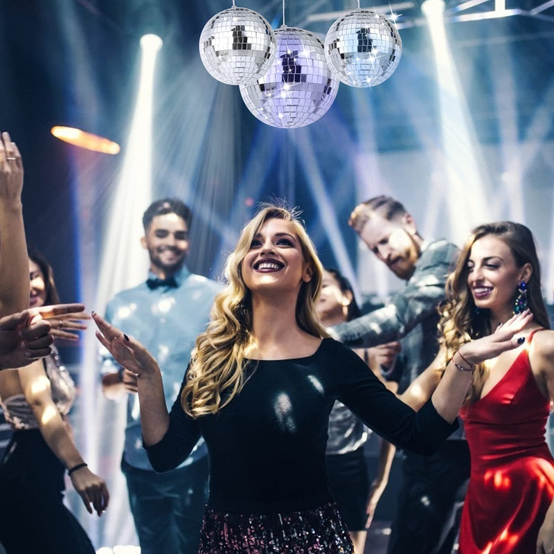 8 Pieces Mirror Disco Balls Silver Hanging Disco Light Mirror Ball for Retro Party, Fun Party, Home Bands Decorations