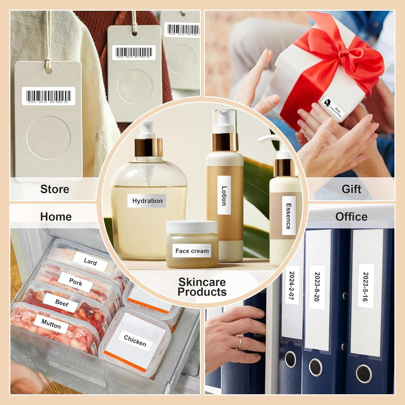 6 Rolls Thermal Label Tape, 0.47" x 1.57" (12x40mm) 160 Sheets/Roll, White Self-Adhesive Label Stickers Compatible with D30 D32 D35 Q30 P11 P12 P15 Thermal Printer 0.47"x1.57" 6