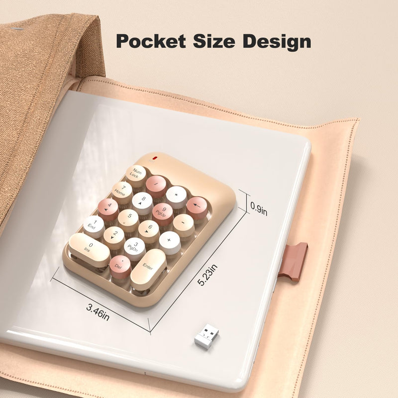 [AUSTRALIA] - Wireless Number Pads, Cute Colorful Numeric Keypad Numpad Portable 2.4 GHz Financial Accounting Number Keyboard Extensions, 18 Key Number Numpad for Laptop Desktop, PC (Cream) Green 