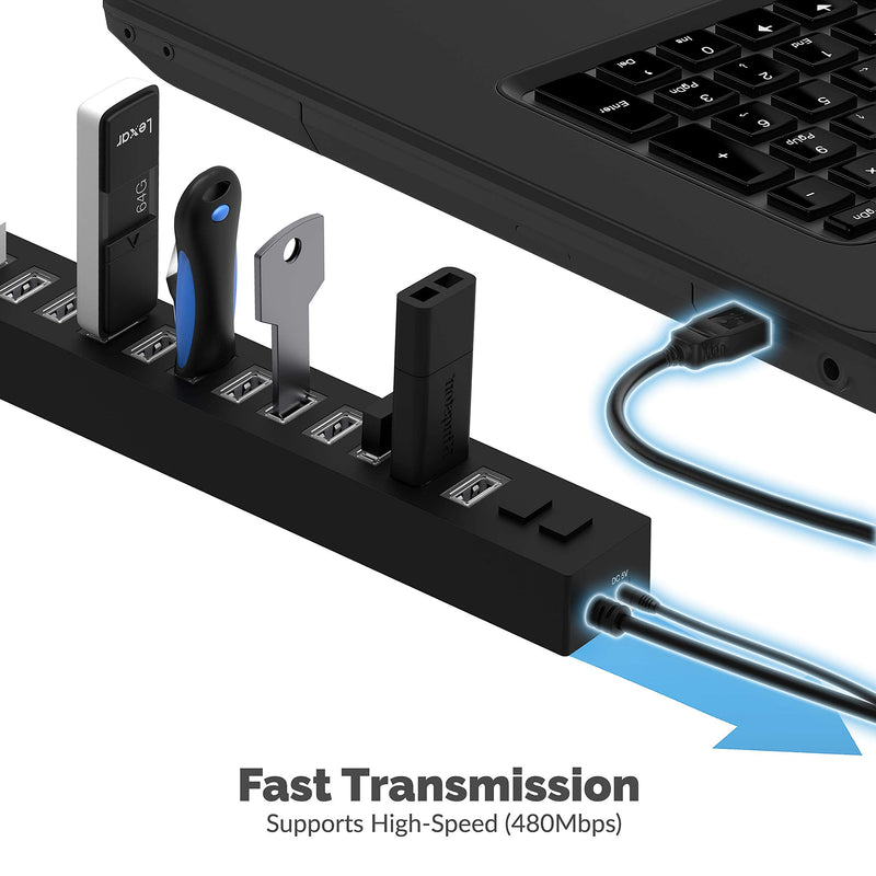 Sabrent 13 Port High Speed USB 2.0 Hub +Aluminum USB External Stereo Sound Adapter for Windows and Mac.