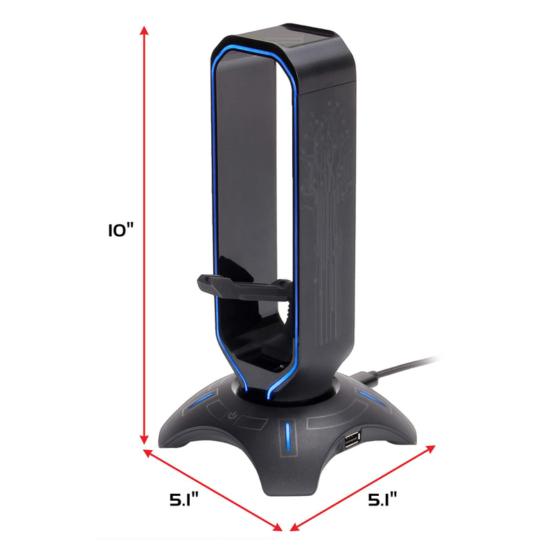 ENHANCE Gaming Headset Stand - LED Headphone Stand with Mouse Bungee and 2 Port USB Hub - 7 RGB Colors + Color Changing Mode, Headset Holder, Mouse Bungee 3-in-1 Gaming Desktop Accessory