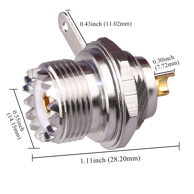 2PCS UHF SO239 Bulkhead Female Coax Connector, PL259 Panel Chassis Mount Flange Solder Cup Coaxial Connector Coax Antenna Adapter for Coaxial Cable, CCTV, WiFi Radios UHF Female Cup