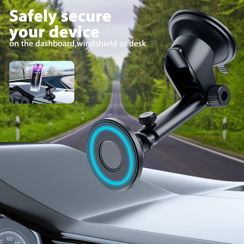 ORIbox Phone Mount for Car,Car Phone Holder Mount with Strong Suction Cup Dashboard Windshield Phone Mount Compatible with iPhone 14 13 12 11 Pro Max, Galaxy Note 20 S20 S10 and More, Graphite black Car Phone Mount