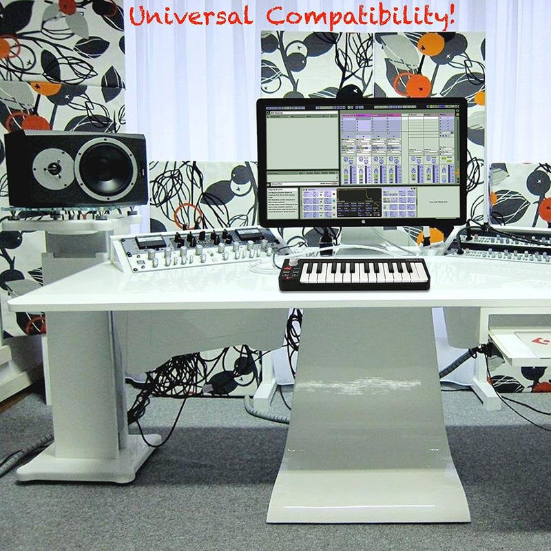 Pyle USB MIDI Keyboard Controller - Upgraded 25 Key Portable Audio Recording Workstation Equipment - Hardware Buttons Control any DAW Software for Computer Music Production - PMIDIKB10_0