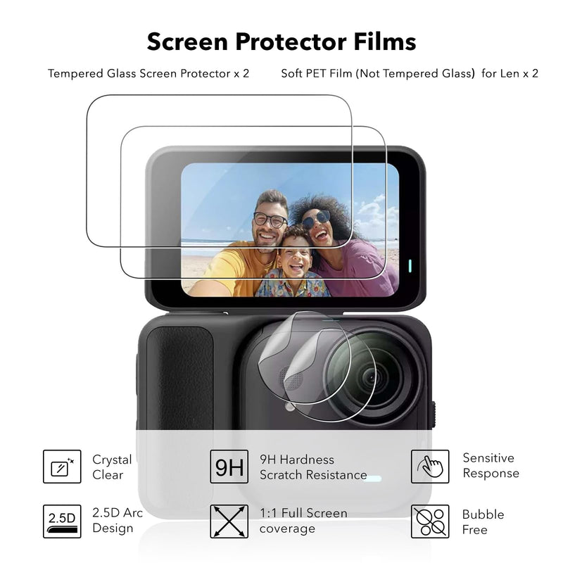 for Insta360 Go Ultra Accessories, Portable Mini Carrying Case Bag, Lens Screen Protectors (4 Pack) and Rubber Lens Cap Cover for Insta 360 Go Ultra Accessories