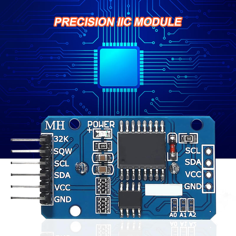 RTC IIC Precision Clock Module, QIQIAZI Real-time Module Clock RTC Sensor with Battery Compatible with Arduino (Pack of 5) 5 PCS