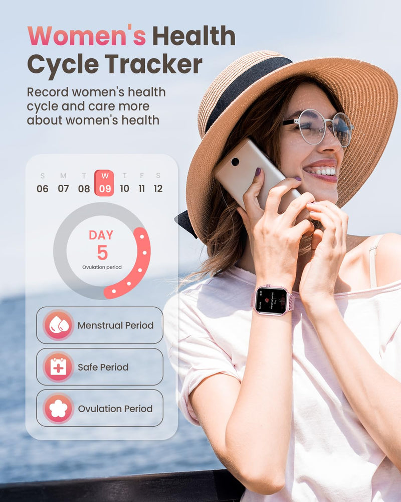 Smart Watch for Women Men Fitness: 1.85" Smart Watch with 30 Days+ Battery Life Make/Recive Call Heart Rate SpO2 Sleep Monitor 120+ Sport IP68 Waterproof Fitness Tracker Watch for iPhone Android Pink