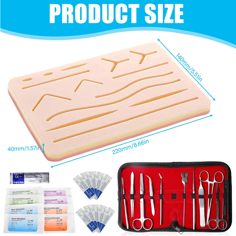 Surgical Suture Set, Suture Training Set, Wound Seam Exercise Set, Silicone Sewing Cushion with Tool Set, Suture Training, Suture Pad, Suture Practice Kit, Silicone Suture Simulator, Ideal Gift for