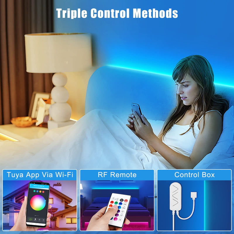 Tatazone RGBWW Smart LED Strip Lights, 32.8ft Tunable White 3000K to 6500K+RGB WiFi Led Light Strips Work with Alexa Google, Music Sync Color Changing Indoor Rope Lights for Kitchen, Room, Cabinet WiFi-32.8ft-Alexa and Google