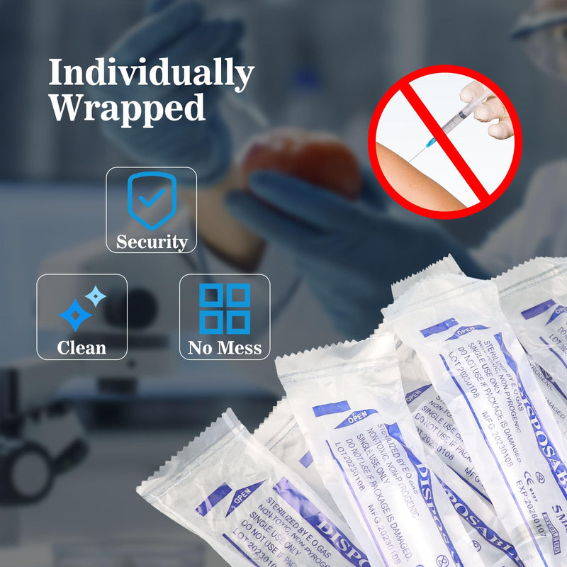 Mooshy Pack of 30 5 ml Syringes Plastic Syringes with Lid Sterile Colostrum Syringe Without Needles Dosing Syringe in Individual Packaging for Animal Feeding for Dispensing Scientific Laboratory