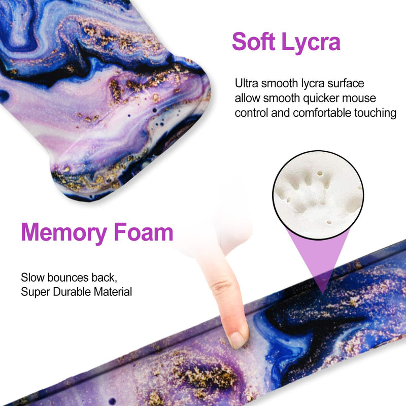 ArtSo Keyboard Wrist Rest and Mouse Pad with Wrist Support, Ergonomic Mouse Pad, Durable & Comfortable & Lightweight for Easy Typing Pain Relief, Memory Foam Keyboard Mousepad Set, Purple Marble