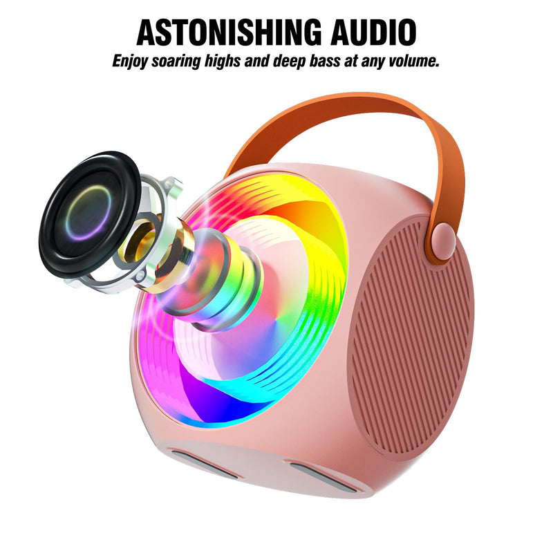 Karaoke Machine for Kids, Bluetooth Speaker with 2 Wireless Microphones and LED Lights, Birthday Gifts for Girls Ages 4, 5, 6, 7, 8, 9, 10, 12+(Pinkcolor) 2 MIC Pinkcolor