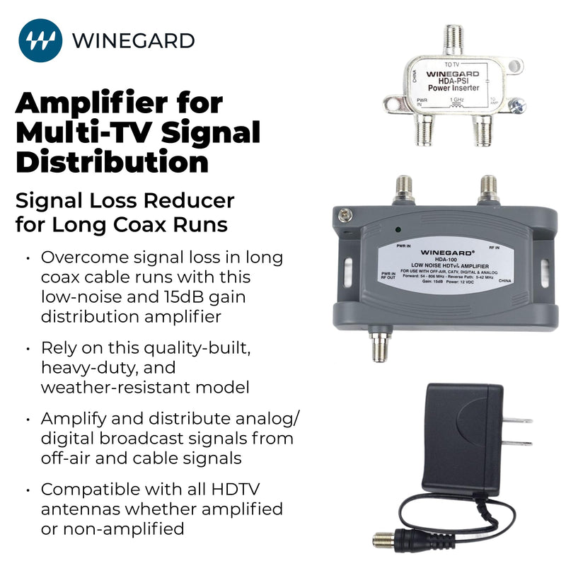 Winegard HDA-100 Distribution Amplifier 5-1000 Mhz 15dB, One Size