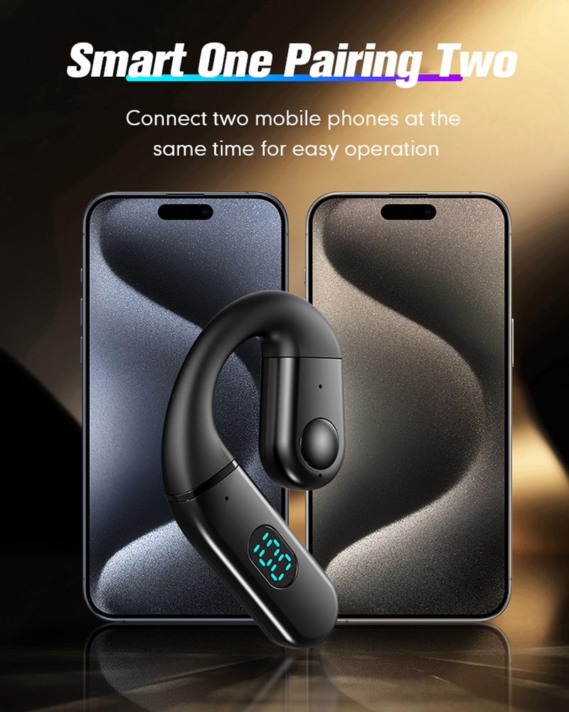 Xmenha T60 Bluetooth 5.5 Single Ear Open Ear Headset with Mic, Blue, IPX6 Waterproof, 20Hrs Playtime A battery